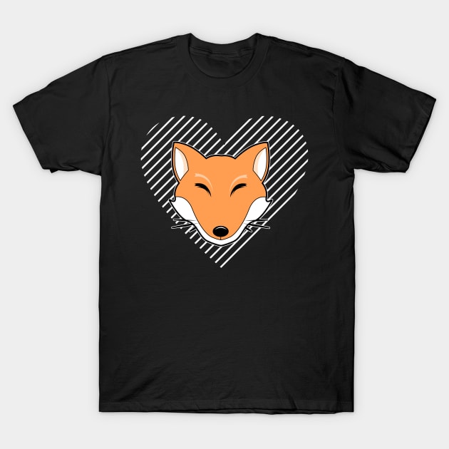 Fox Love Heart T-Shirt by Imutobi